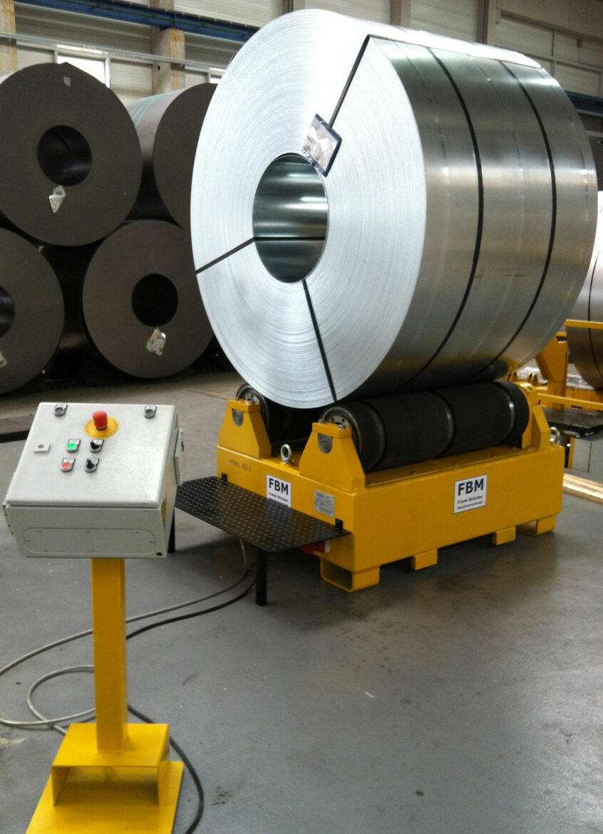 CVS-40 Coildrehstation, Coilvorbereitung, coilwender, coil drehvorrichtung, Coilvorbereitungsstation, Coilbock, Coil Drehstation, Coilverpackung, coil wenden, coil drehen, coil abwickeln, coil prüfen, Probenentnahme Coil